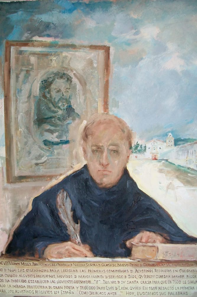 The painter Juan Mallol gifts the OAR with a portrait of the Augustinian reformer in America